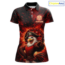 Load image into Gallery viewer, Funny Pirate Rooster Women Darts Polo &amp; 1/4-Zip Shirt Personalized Red Splatter Paint Dart Team Jersey NYN3031