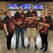 Load image into Gallery viewer, Funny Pirate Rooster Men Darts Polo &amp; 1/4-Zip Shirt Personalized Red Splatter Paint Dart Team Jersey NYN3031