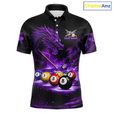 Load image into Gallery viewer, Purple Funny Dragon Thunder Ball Pool Billiard Team Shirt For Men Custom Billiards Ball Attire NYN3042