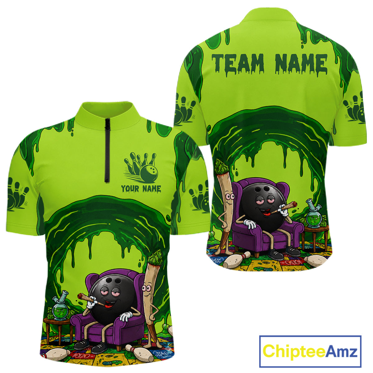 Smoking Funny Ball & Pins Bowling Shirt For Men Personalized Bowling Team Tournament Jersey NYN3749
