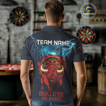 Load image into Gallery viewer, Men's Custom Darts Shirt With Red Angry Bull Lightning Effect And Flame Dartboard NYN0262