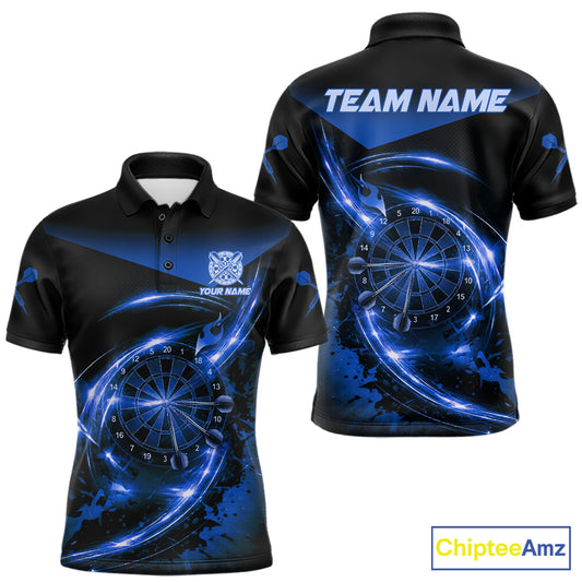 Thunder Blue Dartboard Mens Dart Polo & 1/4-Zip Shirt Custom Name Splatter Dart Jersey For Darters NYN3208