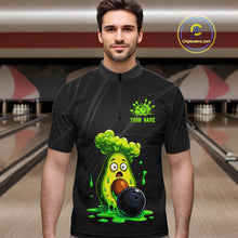 Load image into Gallery viewer, Male model wearing funny avocado bowling shirt custom bowling team jersey for tournament bowlers