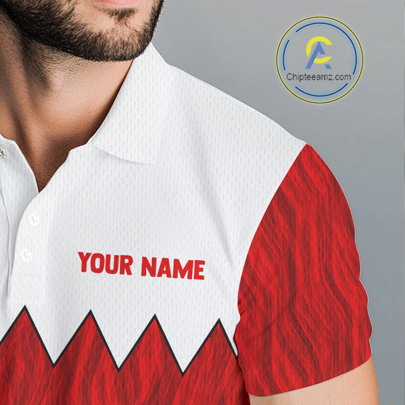 Male golfer wearing watermelon golf polo on the course, premium moisture-wicking golf apparel for golf tournaments, vacation golf and charity golf events.