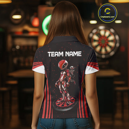 Custom Red Alien Dartboards Dart Polo Shirts For Men Outfits Alien Dart Team Jerseys NYN1022