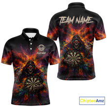 Load image into Gallery viewer, Colorful Smoke Horror Grim Reaper Dartboard Dart Polo Shirts For Men Custom Dart Team Shirts NYN2677