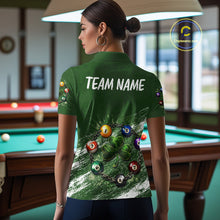 Load image into Gallery viewer, White Green Grunge Shamrock 8 Ball Women Billiards Shirt Personalized St Patrick's Day Pool Balls Shirt NYN2678