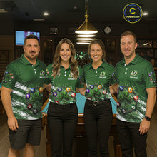 Load image into Gallery viewer, White Green Grunge Shamrock 8 Ball Women Billiards Shirt Personalized St Patrick's Day Pool Balls Shirt NYN2678