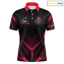 Load image into Gallery viewer, Red Flaming 8 Ball Pool Polo &amp; 1/4-Zip Team Shirt For Men Custom Billiards Ball Apparel NYN2831
