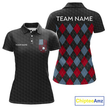 Load image into Gallery viewer, Womens American Flag Golf Shirts Patriotic Golf Jersey Custom Black Ball Golf Clothing, Golf Gifts NYN3053