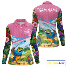 Load image into Gallery viewer, Tropical Funny Parrot Polo Golf Shirts For Women Custom Parrot Golf Team Attire For Golfers NYN3059