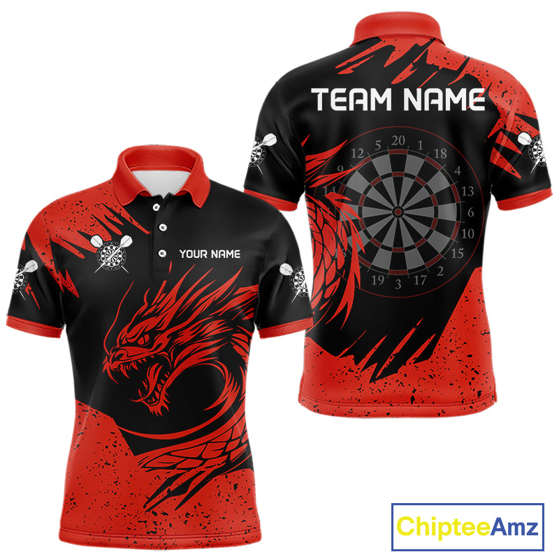 Men's Dart Team Jersey Featuring A Blood Dragon And Red Dartboard, Darts Jersey NYN0271