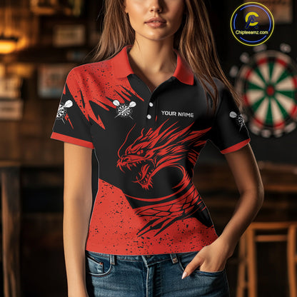 Women's Dart Team Jersey Featuring A Blood Dragon And Red Dartboard, Darts Jersey NYN0271