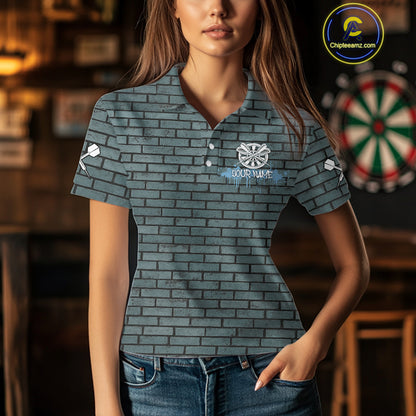 Brick Wall Skull Dartboard Women's Grunge Darts Shirt - Custom Dart Player Uniform NYN0519