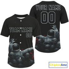 Load image into Gallery viewer, Custom Grey Skull Astronaut Baseball Shirt For Men Youth Authentic Baseball Jersey NYN1389