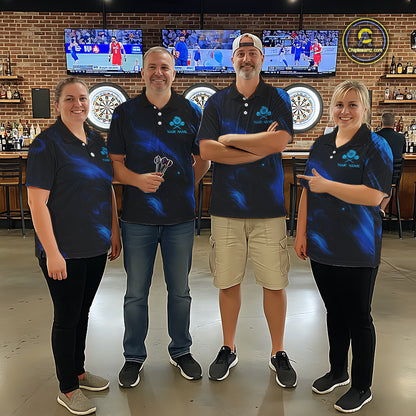 Personalized Black And Blue Flames Dragon Dart Quarter-Zip Shirts For Women Dart Team Jerseys NYN2188
