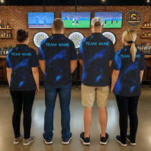 Load image into Gallery viewer, Personalized Black And Blue Flames Dragon Dart Polo Shirts For Men Dart Team Jerseys NYN2188