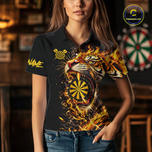 Load image into Gallery viewer, Yellow Horror Tiger Fire Flame Dartboard Custom Women Darts Polo League Shirts Dart Jerseys NYN2838