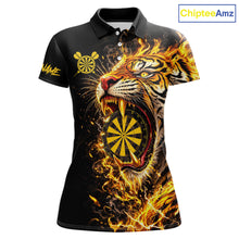 Load image into Gallery viewer, Yellow Horror Tiger Fire Flame Dartboard Custom Women Darts Polo League Shirts Dart Jerseys NYN2838