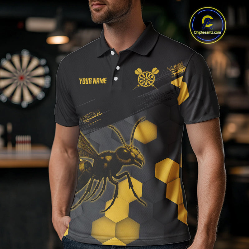 Custom Men's Darts Jersey With Ebony & Amber Honeycomb Bee For Darts Jersey NYN0275
