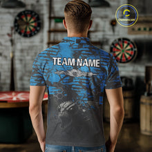 Load image into Gallery viewer, Men's Custom Darts Jersey With Blue Grunge Honeycomb Bee Pattern NYN0282