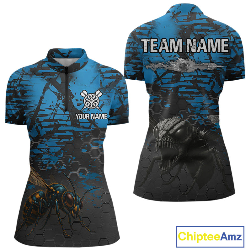 Women's Custom Darts Jersey With Blue Grunge Honeycomb Bee Pattern NYN0282