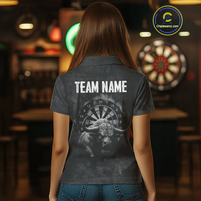 Custom Women's Darts Shirt With Shadow Bison & Cracked Stone Texture, Darts Jersey NYN0284