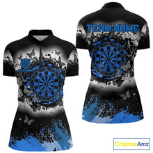 Load image into Gallery viewer, Women's white blue black grunge butterfly dart quarter zip shirt mockup custom dart team apparel