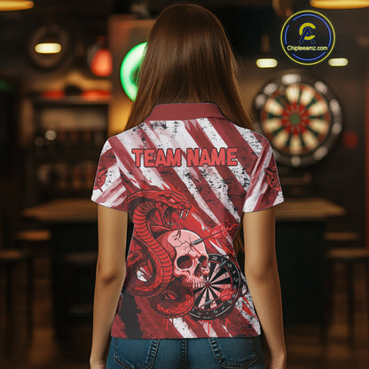 White And Red Cobra Skull Dartboard Custom Women Darts Polo Shirt Grunge Dart Jerseys NYN1930
