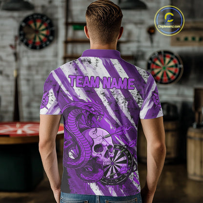 White And Purple Cobra Skull Dartboard Custom Men Darts Polo Shirt Grunge Dart Jerseys NYN1931
