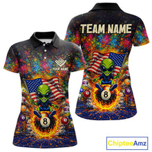Load image into Gallery viewer, Colorful Splatter Funny Alien Fire 8 Ball Women Billiards Shirt Personalized Pool Balls Billiard Attire NYN2687