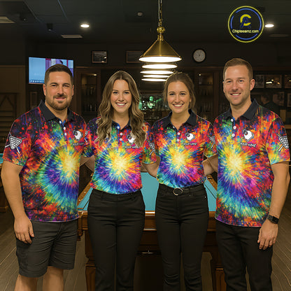 Colorful Tie-Dye Funny Eagle 8 Ball Men Billiards Shirt Personalized Pool Balls Billiard Attire NYN2689
