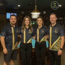 Load image into Gallery viewer, Polynesian Tribal Gold Crown 8 Ball Billiard Pool Shirt For Women Custom Outfits Billiard Team Attire NYN3218