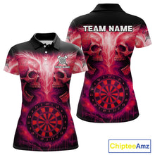 Load image into Gallery viewer, Electric Red Skulls &amp; Dartboard Darts Shirt For Women - Custom Dart Player Jersey NYN0540