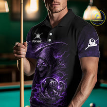 Load image into Gallery viewer, Thunder Purple Smokes Grim Reaper Ball 8 Billiards Pool Shirt For Men Personalized Billiard Team Names NYN2695