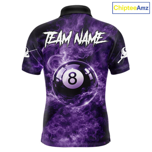 Thunder Purple Smokes Grim Reaper Ball 8 Billiards Pool Shirt For Men Personalized Billiard Team Names NYN2695