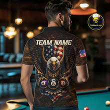 Load image into Gallery viewer, Eagle Retro Grunge American Flag Ball 8 Billiards Pool Shirt For Men Personalized Billiard Team Names NYN2696