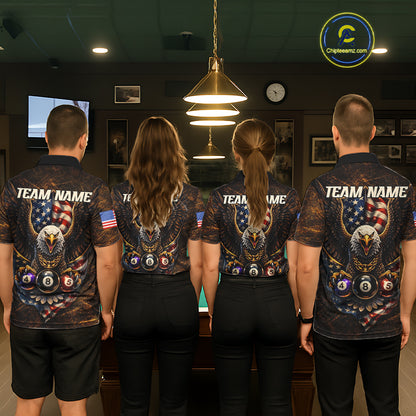 Eagle Retro Grunge American Flag Ball 8 Billiards Pool Shirt For Men Personalized Billiard Team Names NYN2696