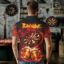 Load image into Gallery viewer, Red|Funny Bull &amp; Beer Thunder Lightning Dart Polo Shirts For Men Custom Name For Darters NYN2698