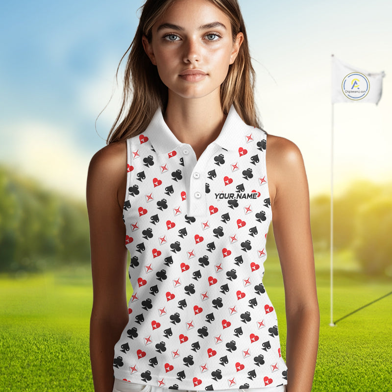 Custom Poker Golf Sleeveless Polo Shirt For Womens Personalized Name Funny Golf Team Attire Golfer Gift NYN2851