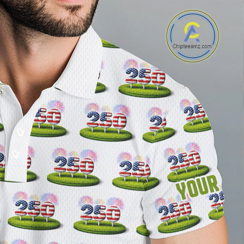 American Flag Grass Mens Golf Polo Shirt Patriotic USA Golf Shirts, Golf Gift NYN2853