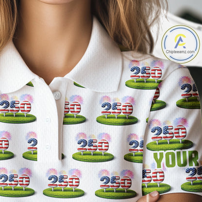 American Flag Grass Womens Golf Polo Shirt Patriotic USA Golf Shirts, Golf Gift NYN2853