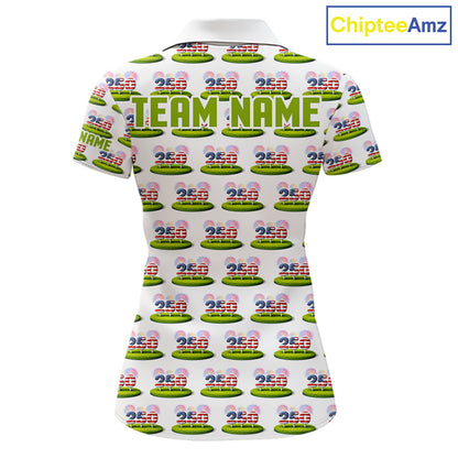 American Flag Grass Womens Golf Polo Shirt Patriotic USA Golf Shirts, Golf Gift NYN2853