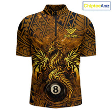 Load image into Gallery viewer, Black And Yellow Tribal Pattern Billiard Phoenix Jersey For Men Billiard 8 Ball Pool Team Shirts NYN2861