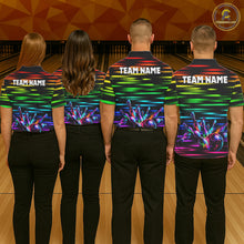 Load image into Gallery viewer, Colorful Splatter Paint Bowling Shirt For Women Custom Rainbow Strike Lightning Team Bowling Attire NYN3229