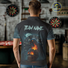 Load image into Gallery viewer, Personalized Blue Raven &amp; Skull Grunge Dart Jerseys, Dart Team Shirts For Men Custom NYN1096
