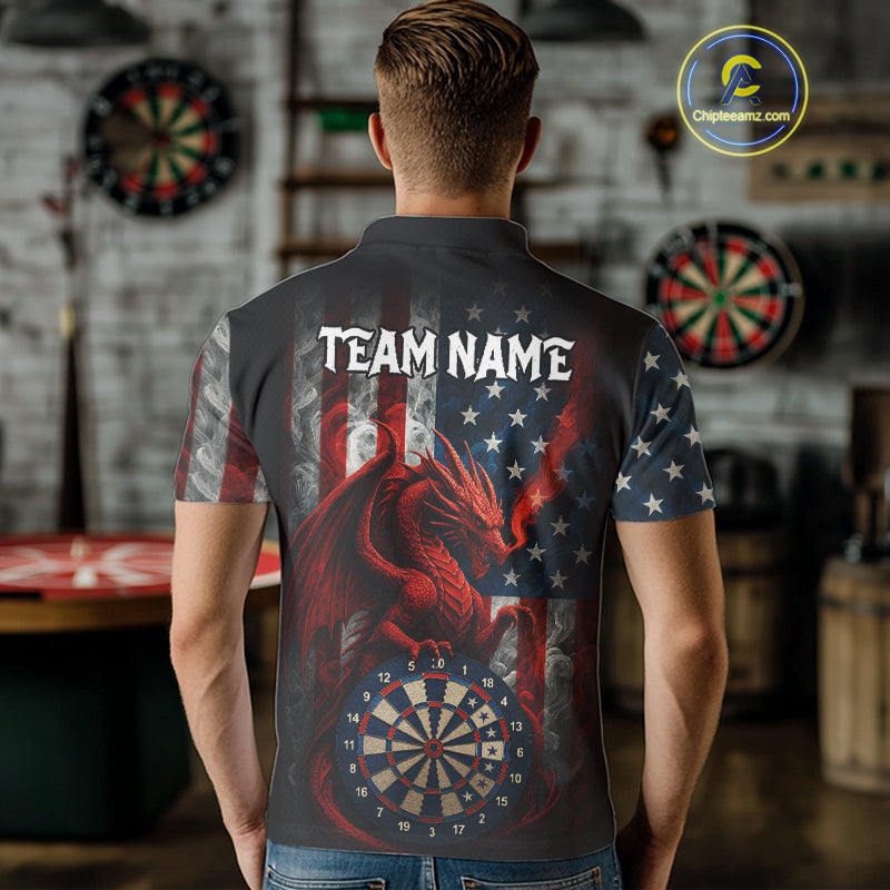 Personalized Smoke US Flag Dartboard Patriotic Dart Jerseys For Men , Dart Team Shirt NYN1097