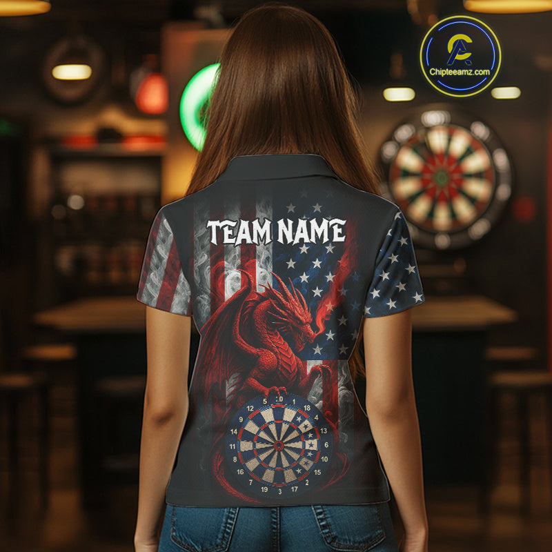 Personalized Smoke US Flag Dartboard Patriotic Dart Jerseys For Women, Dart Team Shirt NYN1097