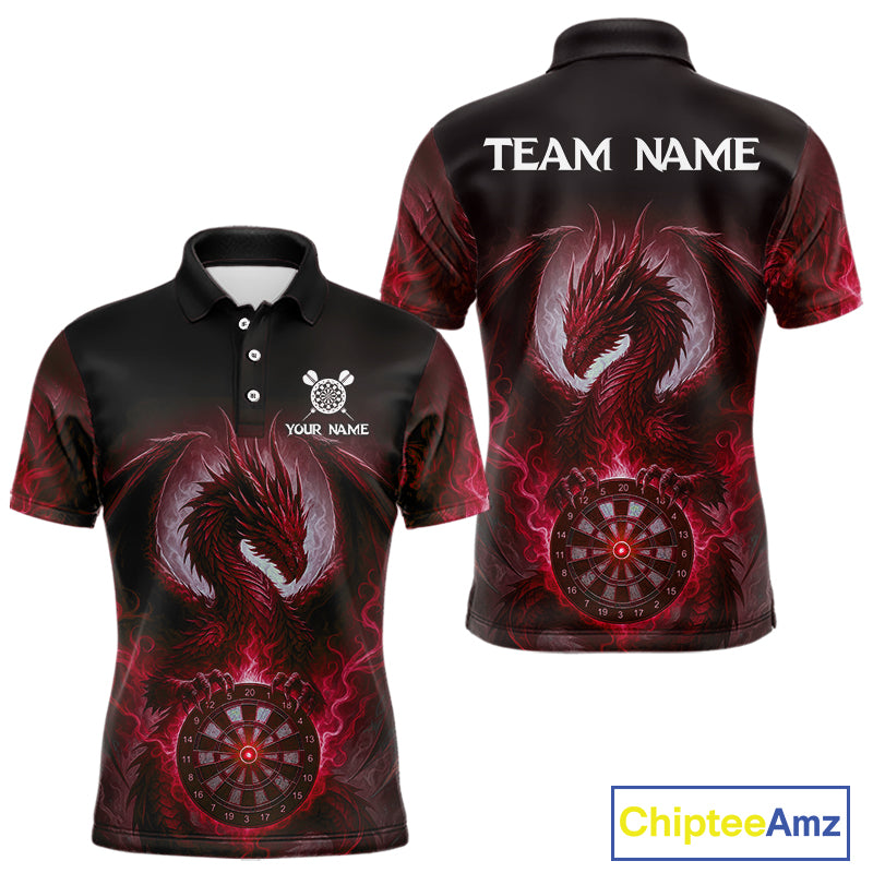 Custom Black And Red Smoke Dragon Dartboard Dart Shirt For Men Outfits Dart Jerseys NYN1088