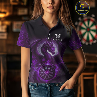 Custom Black And Purple Smoke Dragon Dartboard Dart Shirt For Women Outfits Dart Jerseys NYN1089